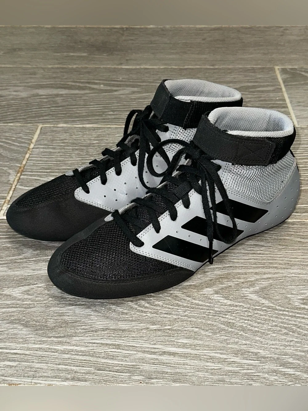 adidas Mat Hog 2.0 Black Gray Wrestling Shoes Men’s 7.5 High Top MMA Boxing
